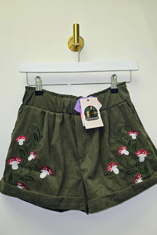 Wildwood Mushroom Embroidered Shorts