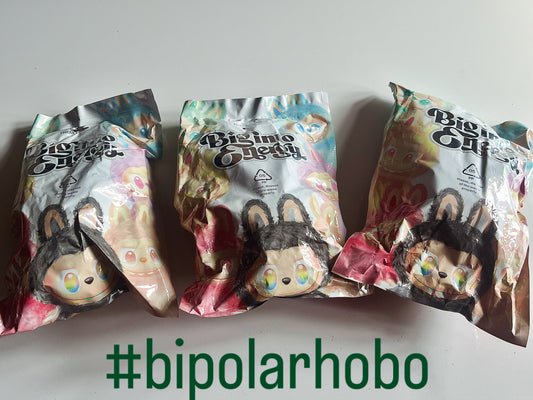 Three Big Jim & Fredy snack packages with a '#bipolarhobo' text at the bottom.