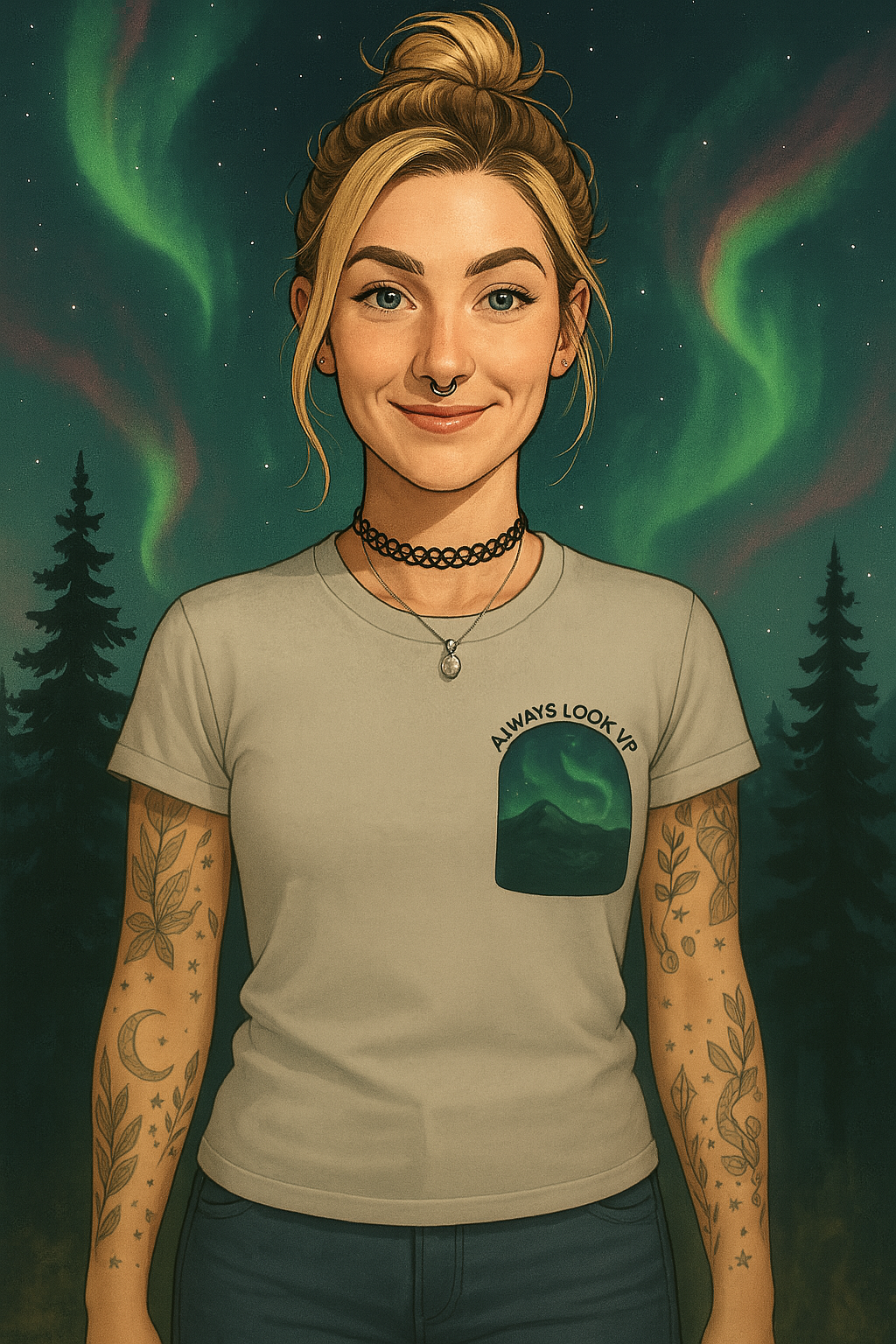 Short Sleeve T-Shirt. Aurora Prints.