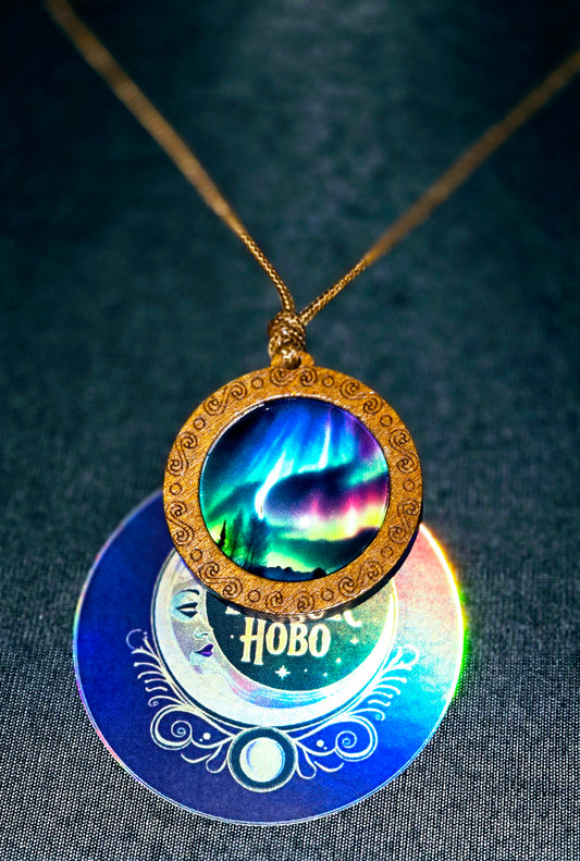 Northern Lights Wooden Pendant Necklace